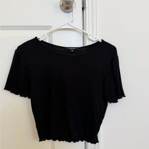 Black Baby Tee with Ruffles